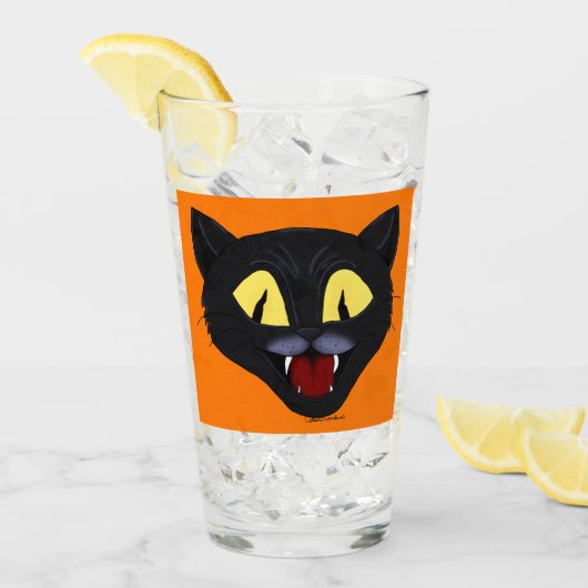Verre Chat noir d'Halloween (Devant glace)