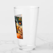 Verre Chat noir d'Halloween et Citrouille (Gauche)