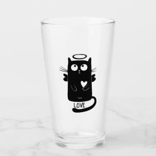 Verre Chat noir et amour