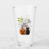 Verre Chat noir et Citrouille pas effrayant Halloween (Devant)