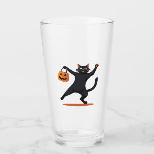 Verre Chat noir qui groove à la fête d'Halloween, se bal