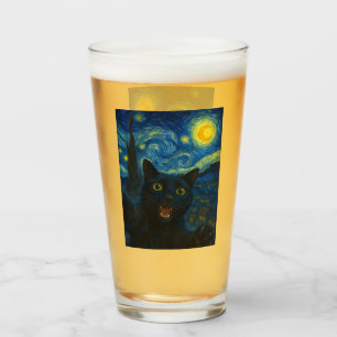 Verre Chat noir Starry Nuit Van Gogh Chat Selfie