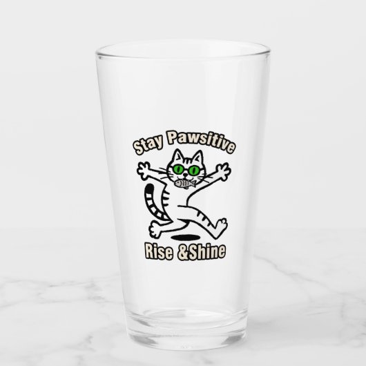 Verre Chat Restez Positif (Devant)