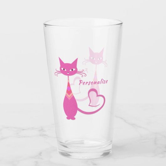 Verre Chat rose rétro Slinky les années 50 60s Art Déco (Devant)