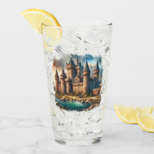 Verre Château médiéval au bord d'une rivière tranquille 