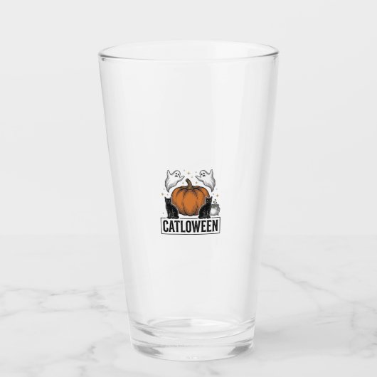 Verre Chatoween Chat Noir Fantôme Halloween Conception V (Devant)