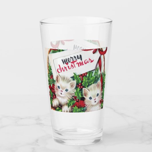 Verre chats de Noël rétro vintage (Devant)