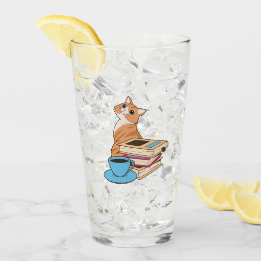 Verre Chats, Livres et Café Cute (Devant glace)