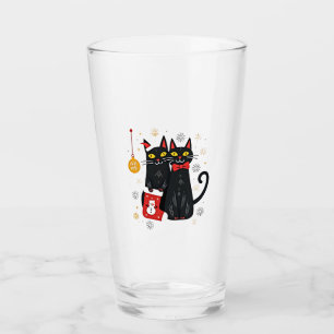 Verre Chats Noël Rétro 50s 60s Xmas (2)