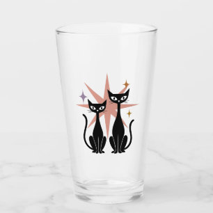 Verre Chats rétro rose Starburst Mid-Centu