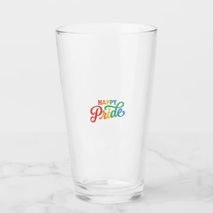 Verre Chemise de typographie arc-en-ciel vintage Happy P