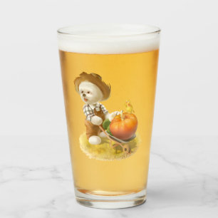 Verre Cher fermier chien avec Citrouille