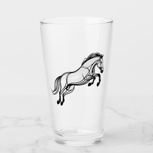 Verre Cheval Sauter Doodle noir et blanc (Devant)