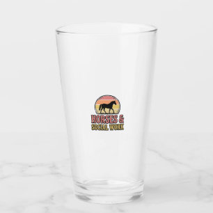 Verre Cheval & Travail Social Retro Sunset Vector Design