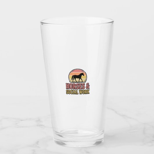 Verre Cheval & Travail Social Retro Sunset Vector Design (Devant)