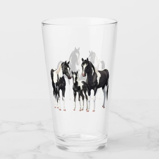 Verre Chevaux du quartier de Peinture noire Pinto Paint (Devant)