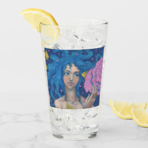 Verre Cheveux bleu Sirène de mer Coquille de poisson Ima