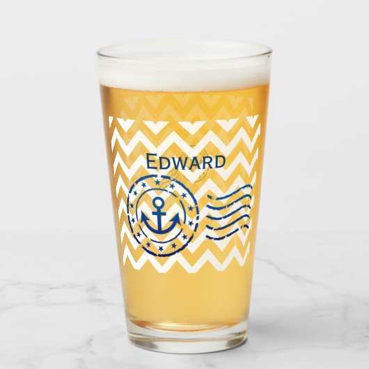 Verre Chevron nautique et sceau d'Ancre (Devant (rempli))