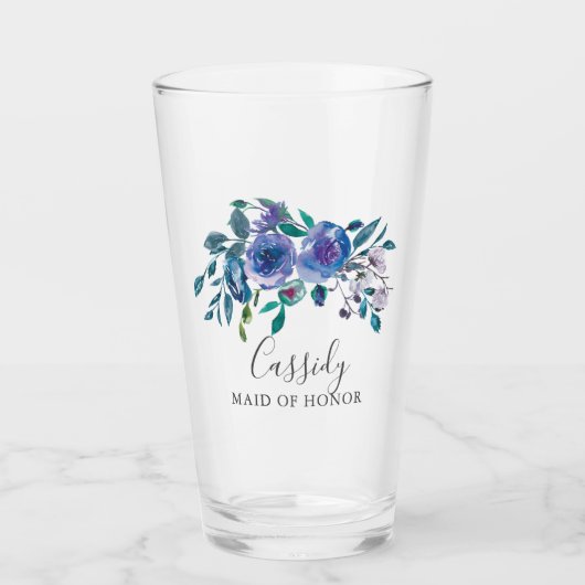 Verre Chic Mariage Floral Violet Monogram Bridesmaid (Devant)