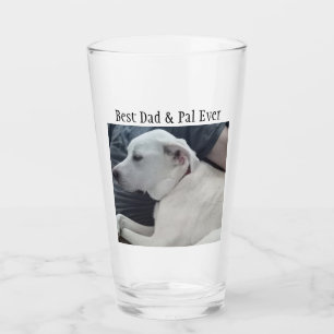 Verre Chien blanc mignon avec meilleur papa Pal jamais