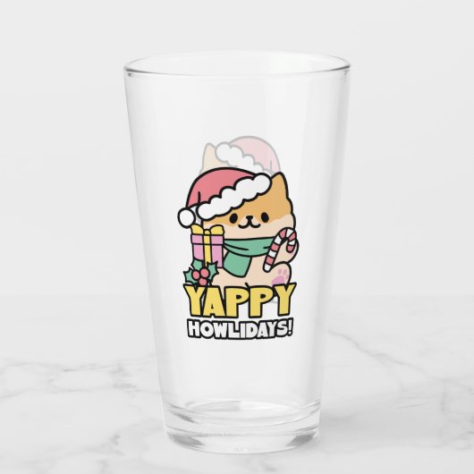Verre Chien de Noël mignon - Yappy Howlidays (Dos)