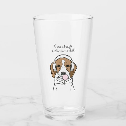Verre Chien frigorifique avec Bubblegum Funny Beagle (Devant)