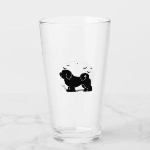 Verre Chien Lowchen � Silhouette de lune d'Halloween T-