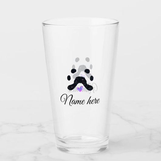 Verre Chien patte noir animal ajouter nom texte animal p (Devant)