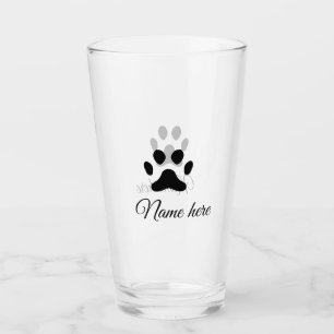 Verre Chien patte noir animal ajouter nom texte animal p