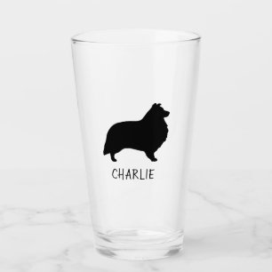 Verre Chien Shetland Sheepdog Silhouette Shelette Chien