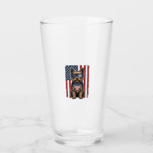 Verre Chien Terrier Patriotique Dessin Vectoriel Drapeau