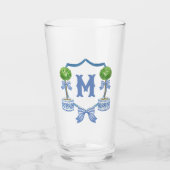 Verre Chinoiserie Aquarelle Bow Topior Monogramme Crest (Devant)