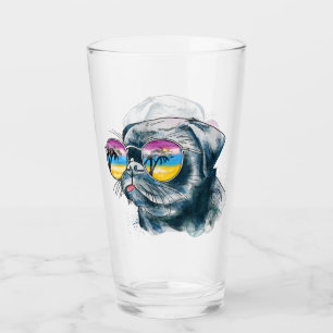 Verre Chiot tropical d'aquarelle