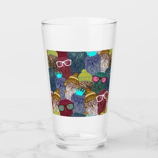Verre Chouette dans la couronne (Devant)