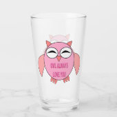 Verre Chouette de message d'amour mignonne (Dos)