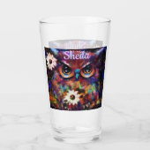 Verre Chouette florale impressionniste de Whimsical Pers (Dos)
