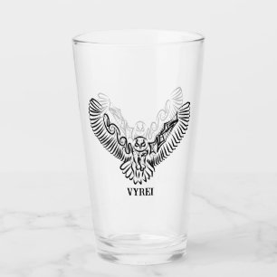 Verre Chouette volante tribale noire et blanche