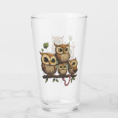 Verre Chouettes de dessin perchées sur une branche (Dos)