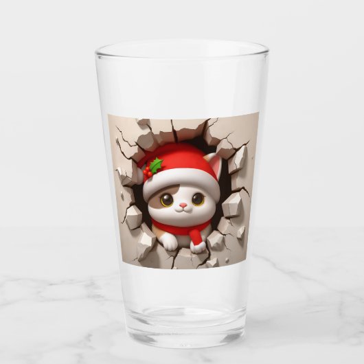 Verre Christmas Cat 3D (Devant)