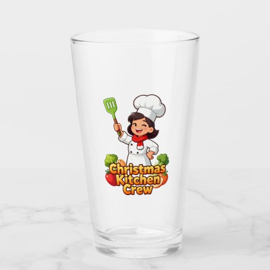 Verre Christmas Kitchen Crew Cute Holiday Glass (Devant)