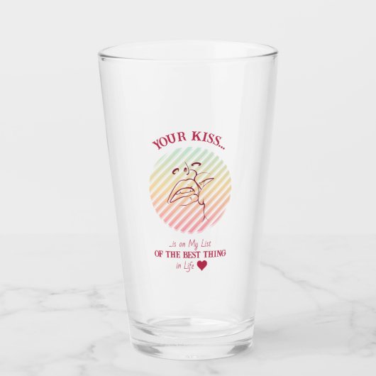 Verre Citation d'amour Baiser romantique (Devant)