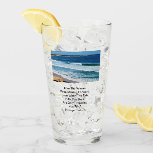 Verre Citation De Motivation De Plage : Comme Les Vagues (Devant glace)