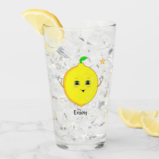 Verre Citron et étoile Cute personnalisée (Devant glace)