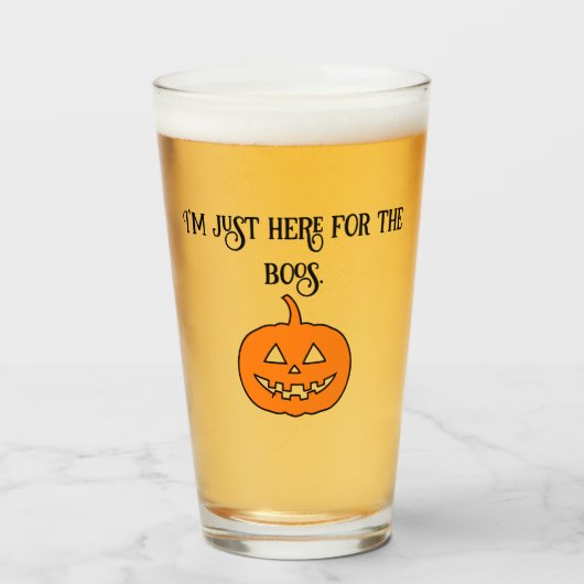 Verre Citrouille d'Halloween Je suis juste ici pour le B (Devant (rempli))