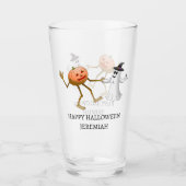 Verre Citrouille et fantôme dansant Halloween (Devant)