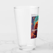 Verre Citrouille orange effrayant avec visage, Halloween (Droite)