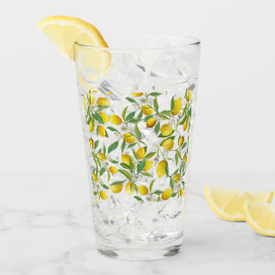 Verre Citrus TROPICAL ÉTÉ FRUITS Fleur citron tranché