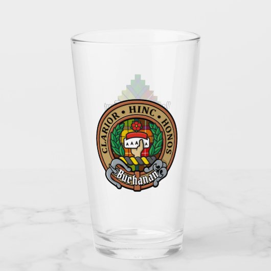 Verre Clan Buchanan Crest sur Tartan (Devant)