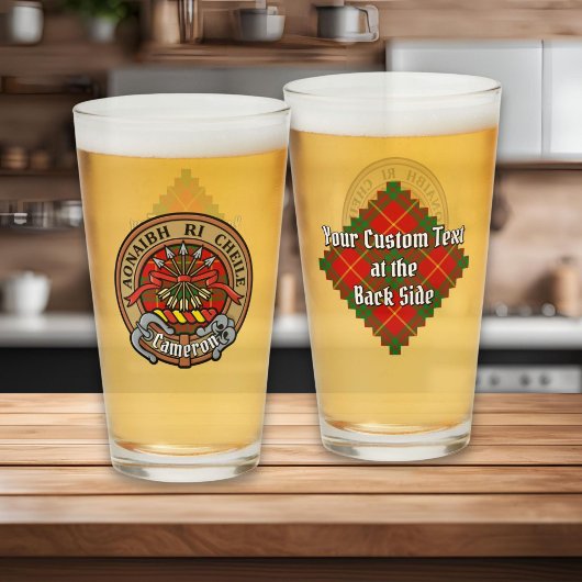 Verre Clan Cameron Crest sur Tartan