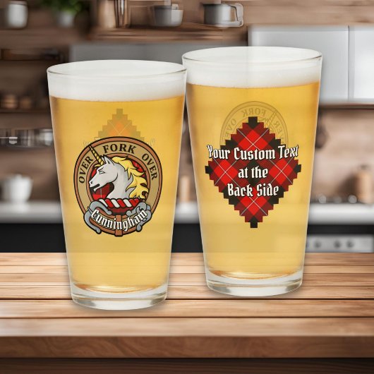 Verre Clan Cunningham Crest sur Tartan
